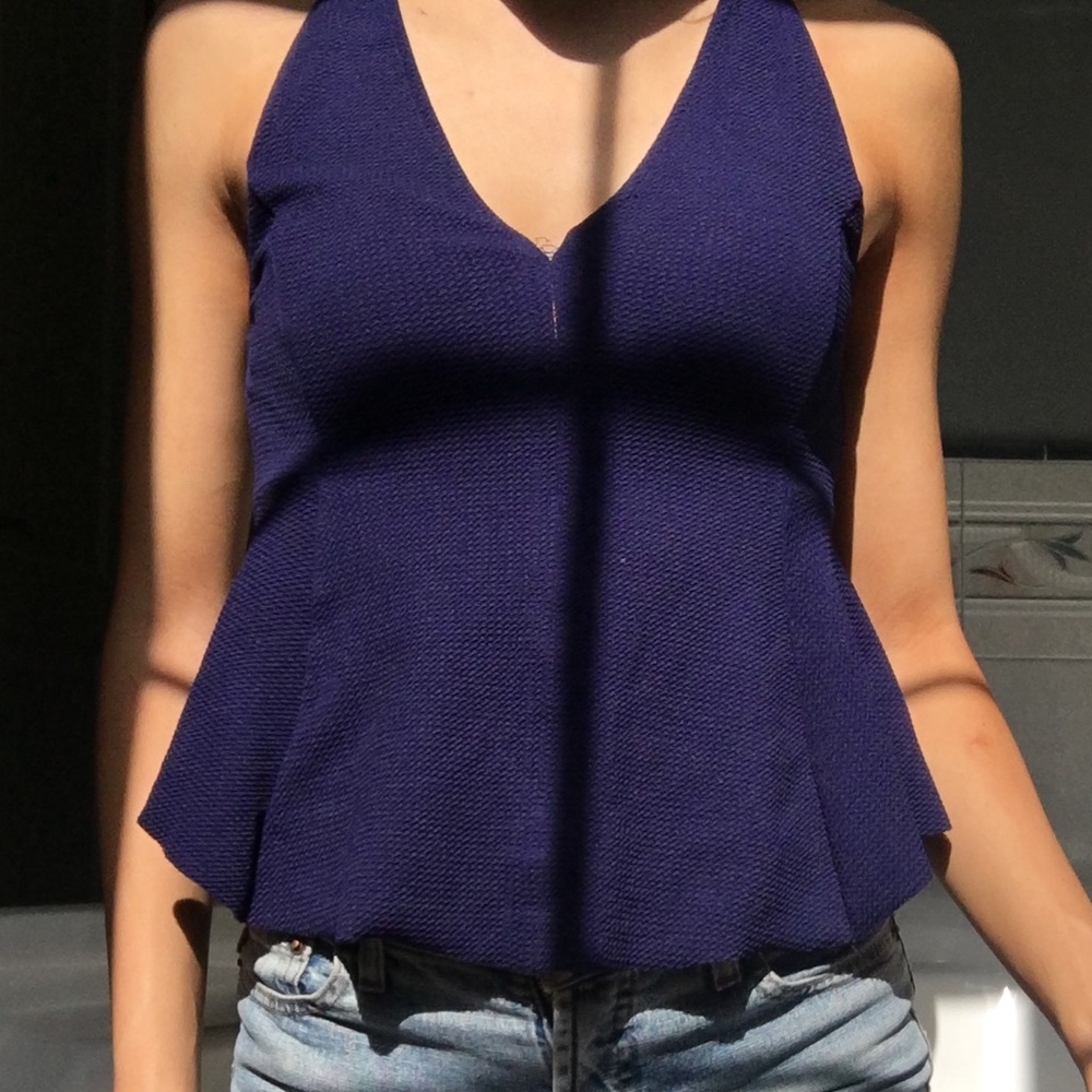 🧩ZARA NAVY VNECK PEPLUM BLOUSE🧩